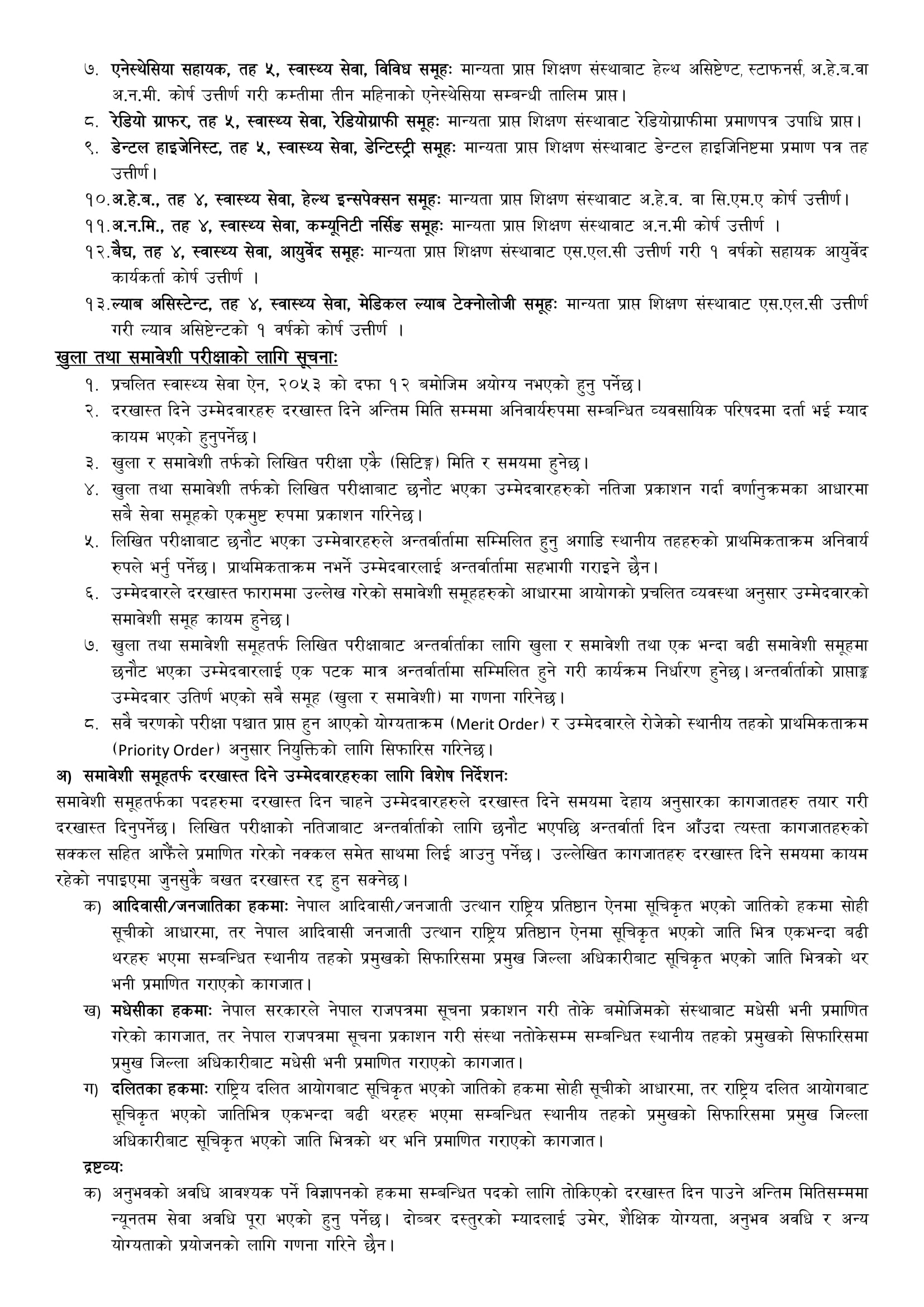 Public Service Commission Province 1 (Lok Sewa Aayog Pradesh 1) has published the vacancies of 622 health workers for the fourth and fifth level.